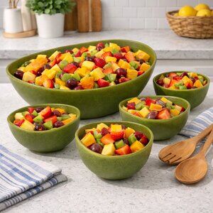 NWOT ARCHITEC ECO SMART Green Polyflax Bowl Set of 5 | 7 QT 6.6L Zero Waste